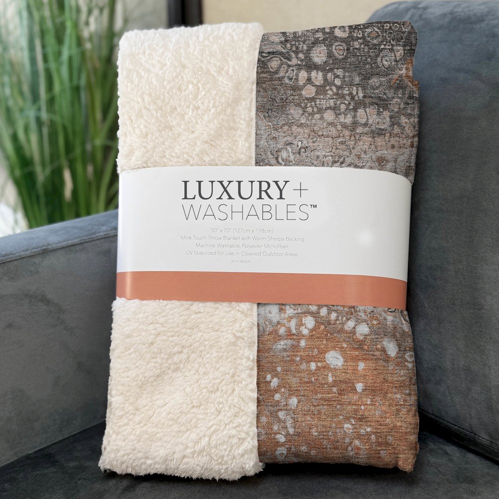 Premium Machine Washable ASB588 Terracotta 50" x 70" Sherpa Throw Blanket. Picture 3