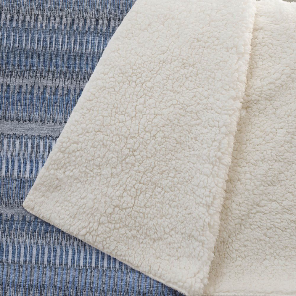 Premium Machine Washable ASB589 Blue 50" x 70" Sherpa Throw Blanket. Picture 2