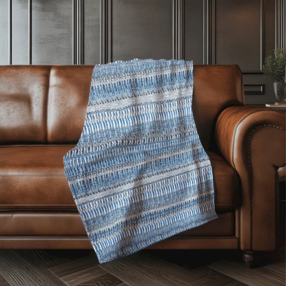 Premium Machine Washable ASB589 Blue 50" x 70" Sherpa Throw Blanket. Picture 4