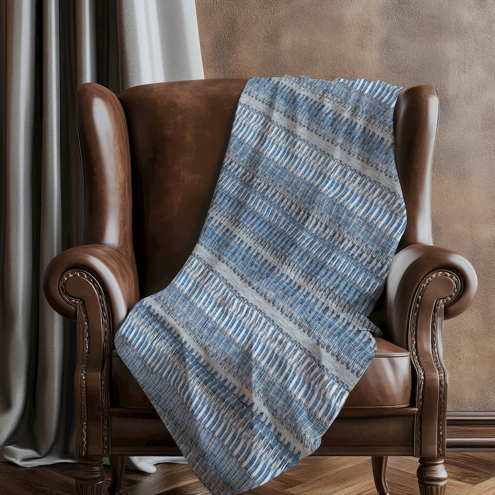 Premium Machine Washable ASB589 Blue 50" x 70" Sherpa Throw Blanket. Picture 5
