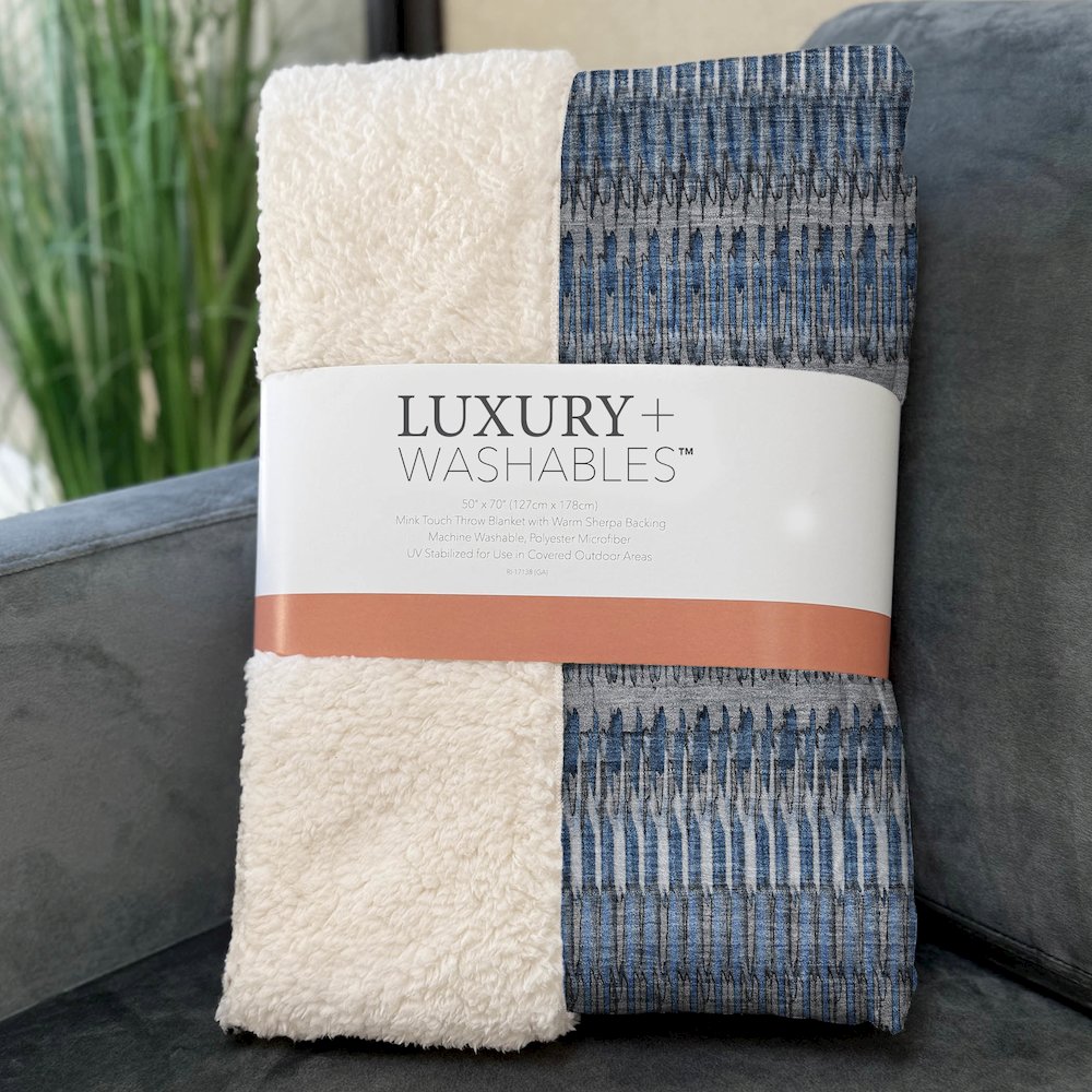Premium Machine Washable ASB589 Blue 50" x 70" Sherpa Throw Blanket. Picture 3