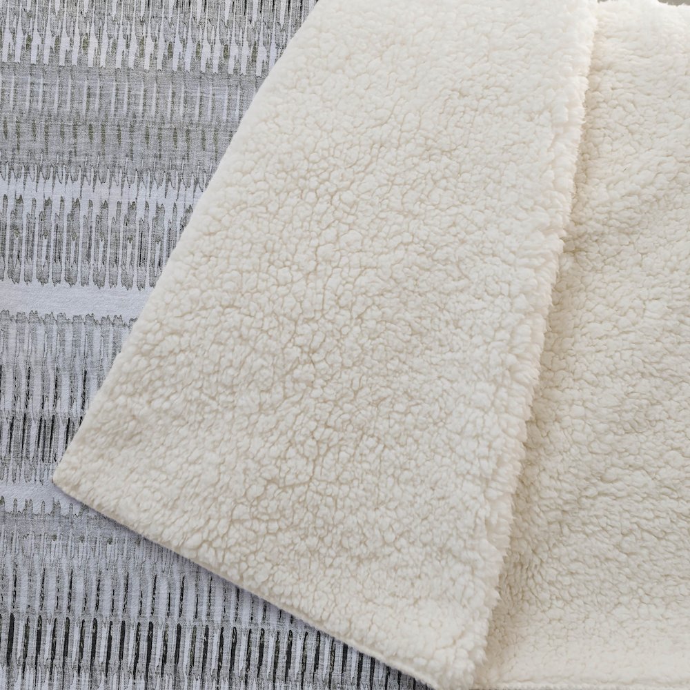 Premium Machine Washable ASB589 Ivory 50" x 70" Sherpa Throw Blanket. Picture 2