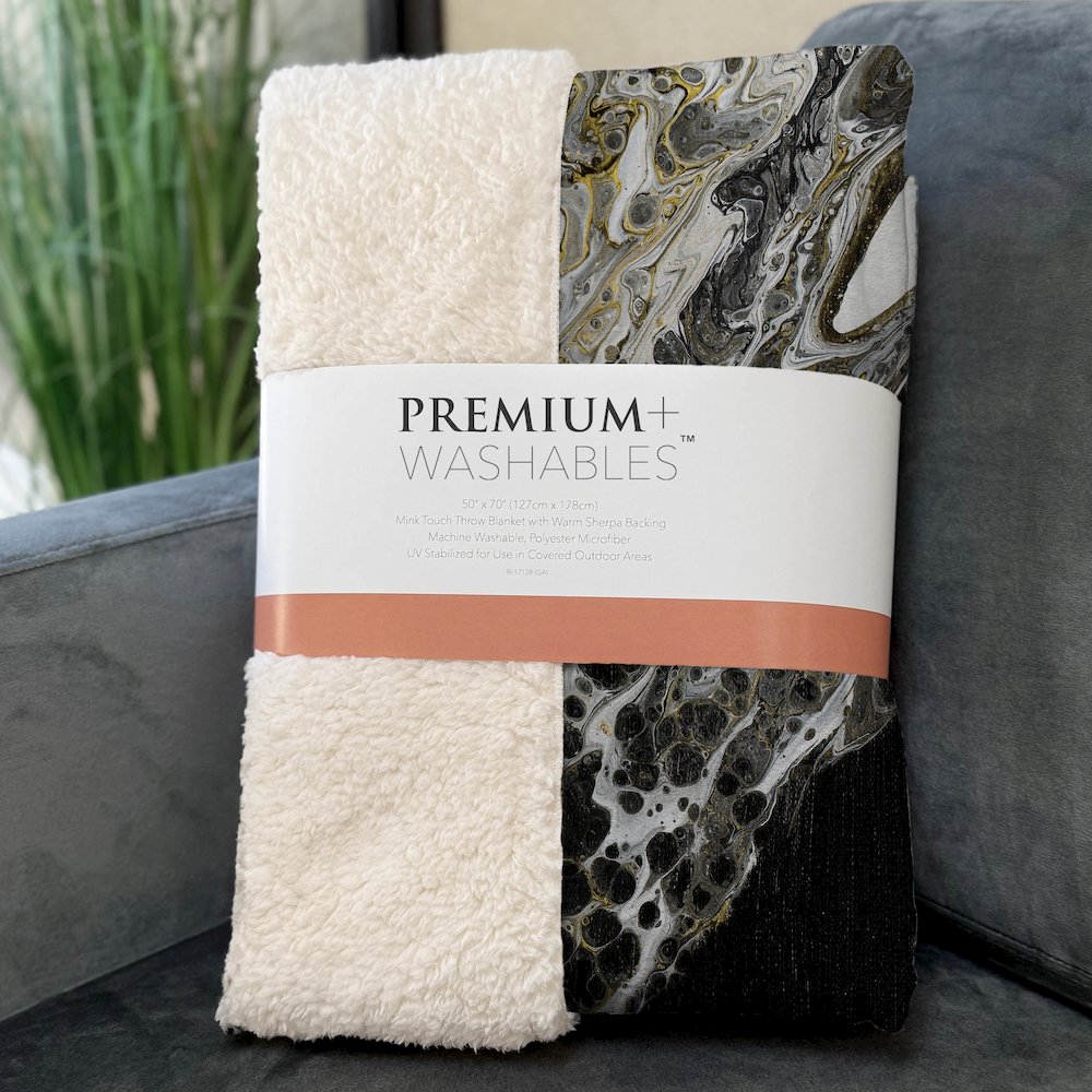 Premium Machine Washable ASB58 Midnight 50" x 70" Sherpa Throw Blanket. Picture 3