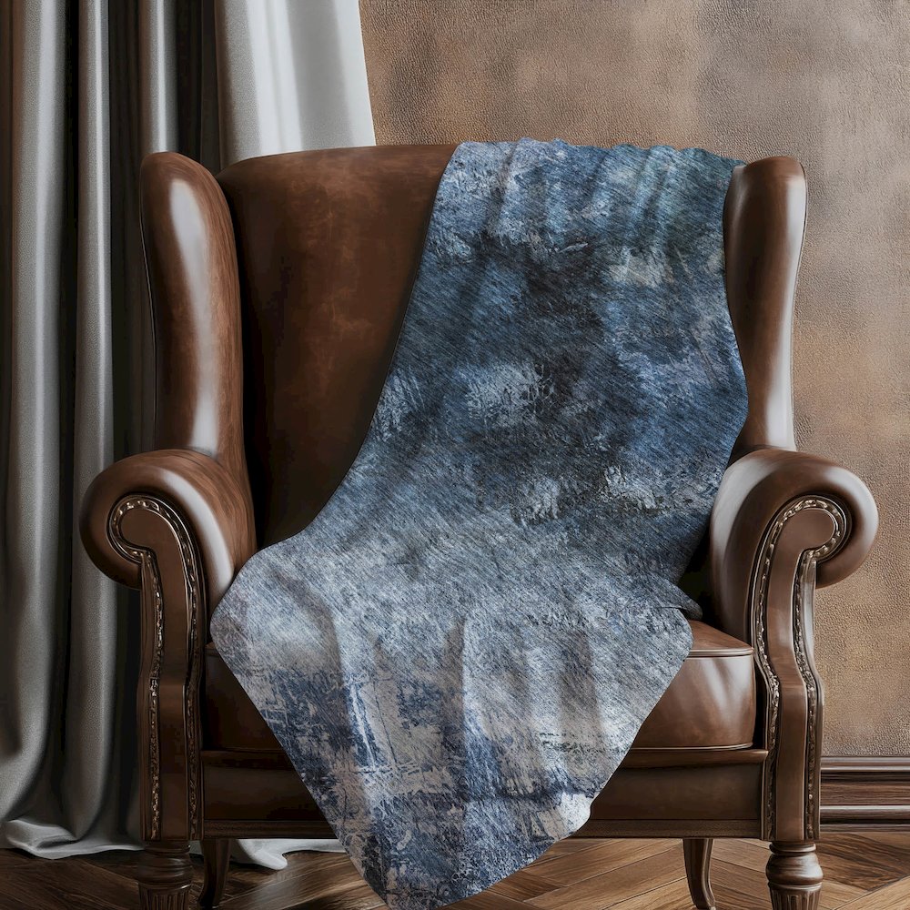 Premium Machine Washable ASB590 Blue 50" x 70" Sherpa Throw Blanket. Picture 5
