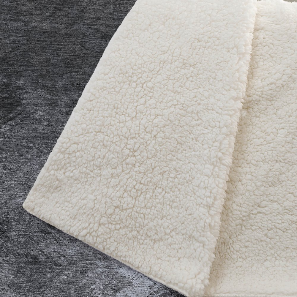 Premium Machine Washable ASB590 Gray 50" x 70" Sherpa Throw Blanket. Picture 2