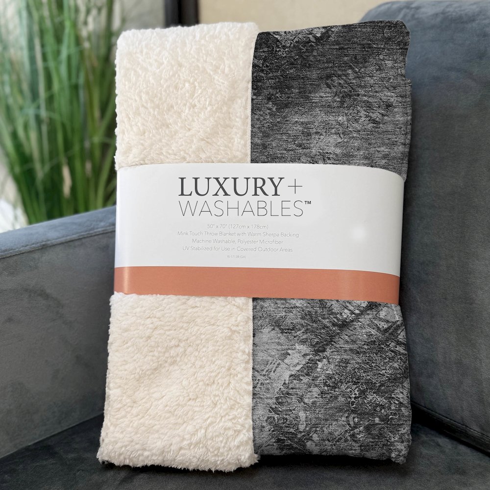 Premium Machine Washable ASB590 Gray 50" x 70" Sherpa Throw Blanket. Picture 3