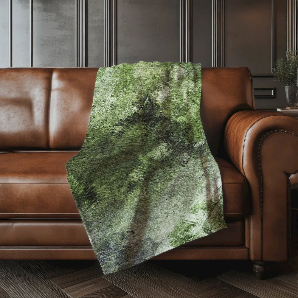 Premium Machine Washable ASB590 Green 50" x 70" Sherpa Throw Blanket. Picture 4