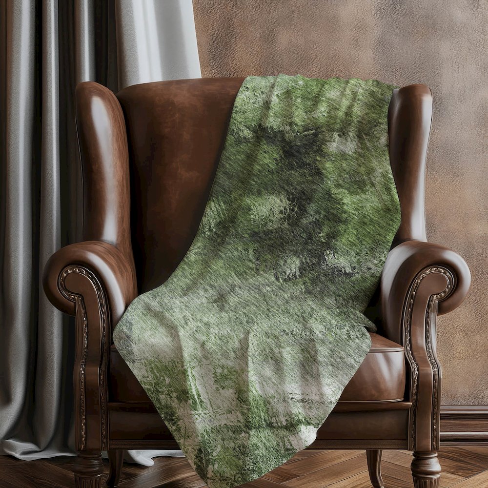 Premium Machine Washable ASB590 Green 50" x 70" Sherpa Throw Blanket. Picture 5