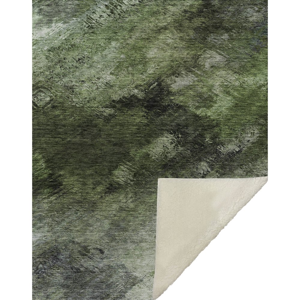 Premium Machine Washable ASB590 Green 50" x 70" Sherpa Throw Blanket. Picture 1