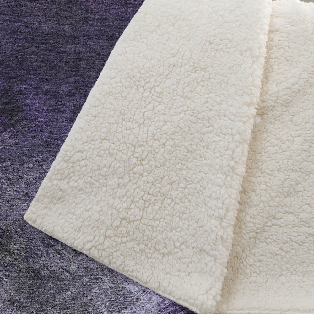 Premium Machine Washable ASB590 Purple 50" x 70" Sherpa Throw Blanket. Picture 2