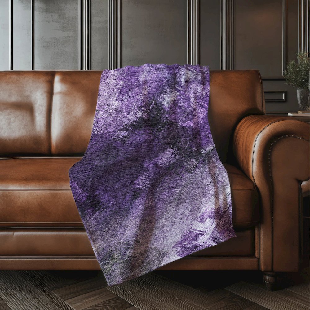 Premium Machine Washable ASB590 Purple 50" x 70" Sherpa Throw Blanket. Picture 4