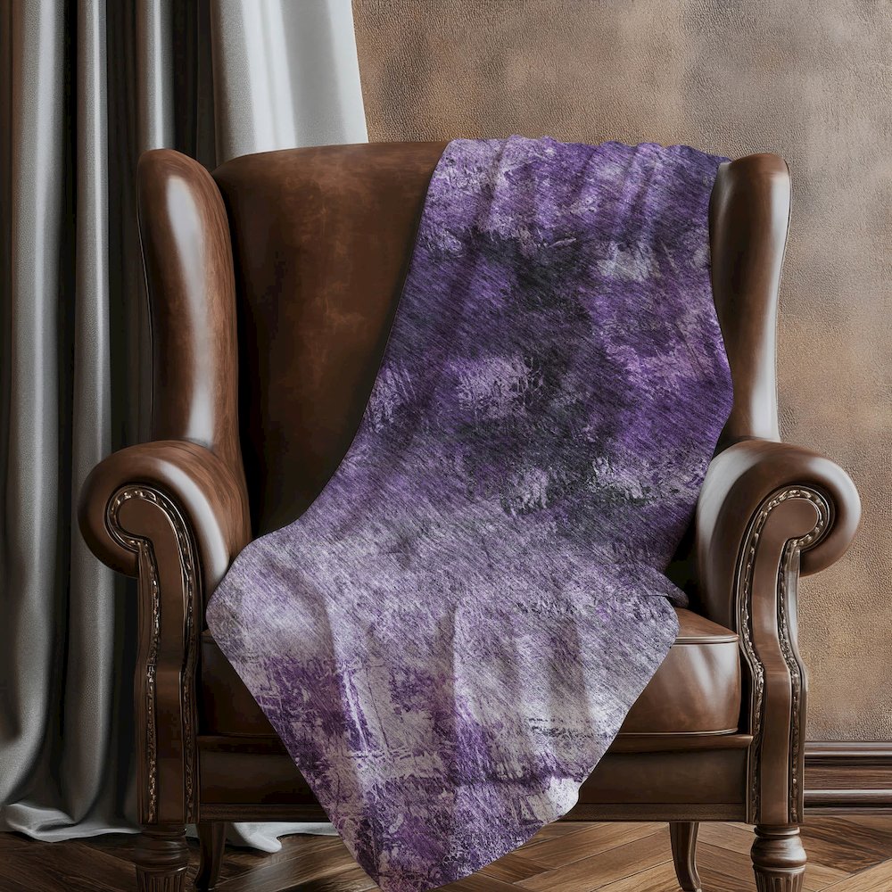 Premium Machine Washable ASB590 Purple 50" x 70" Sherpa Throw Blanket. Picture 5