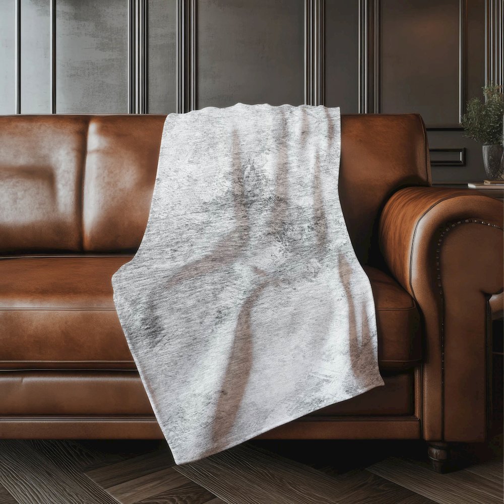 Premium Machine Washable ASB590 Silver 50" x 70" Sherpa Throw Blanket. Picture 4