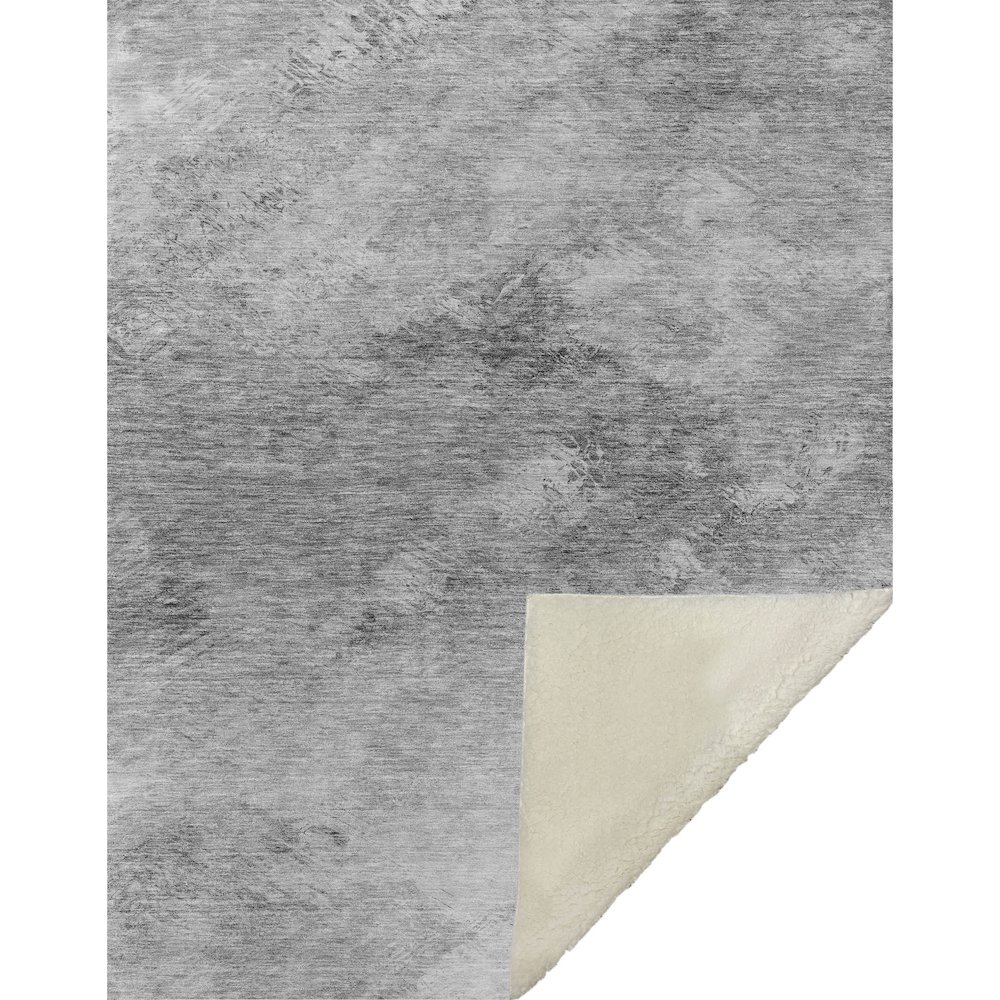 Premium Machine Washable ASB590 Silver 50" x 70" Sherpa Throw Blanket. Picture 1