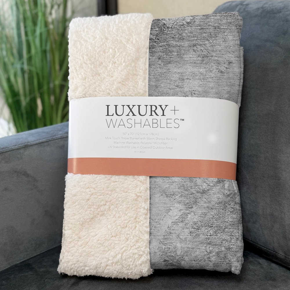 Premium Machine Washable ASB590 Silver 50" x 70" Sherpa Throw Blanket. Picture 3