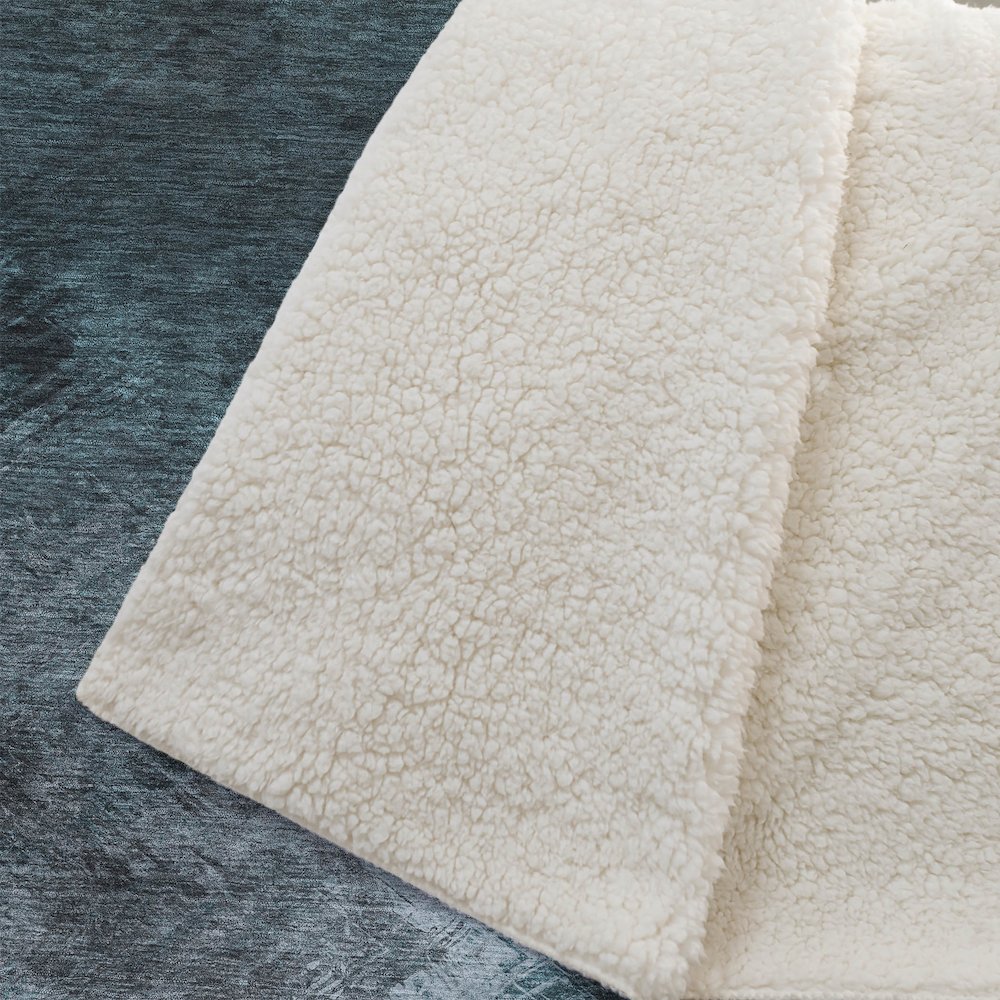 Premium Machine Washable ASB590 Teal 50" x 70" Sherpa Throw Blanket. Picture 2