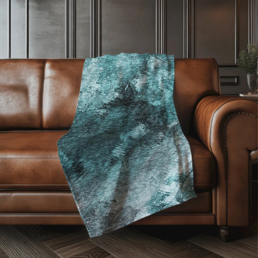 Premium Machine Washable ASB590 Teal 50" x 70" Sherpa Throw Blanket. Picture 4