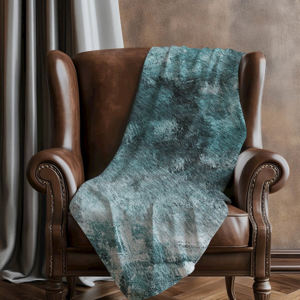 Premium Machine Washable ASB590 Teal 50" x 70" Sherpa Throw Blanket. Picture 5