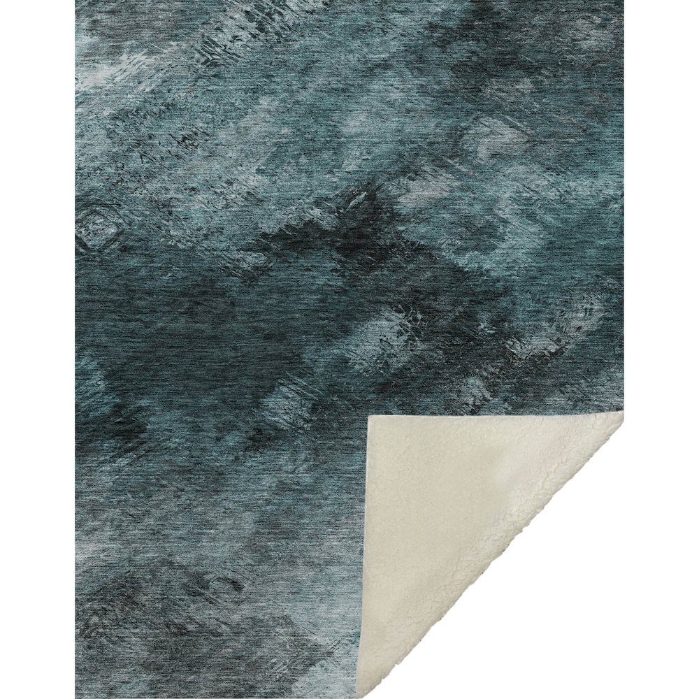 Premium Machine Washable ASB590 Teal 50" x 70" Sherpa Throw Blanket. Picture 1