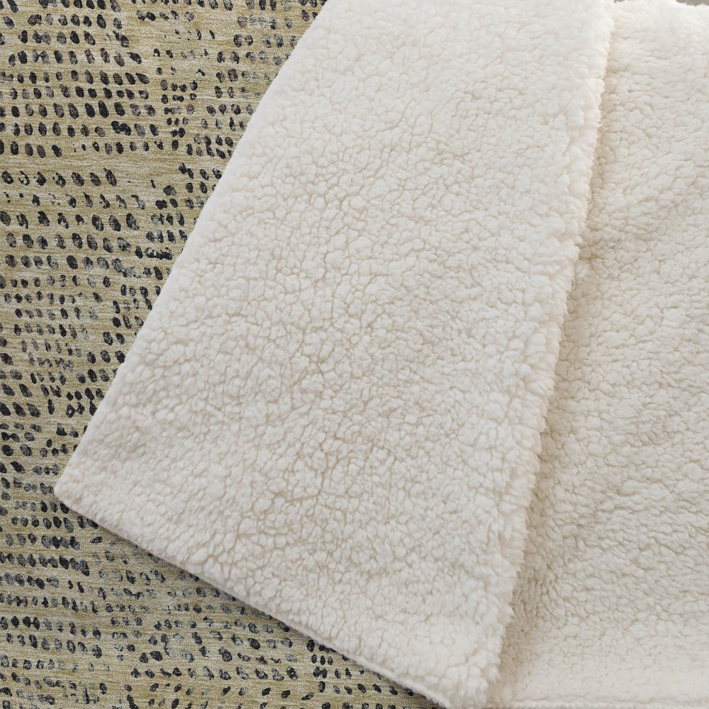 Premium Machine Washable ASB591 Gold 50" x 70" Sherpa Throw Blanket. Picture 2
