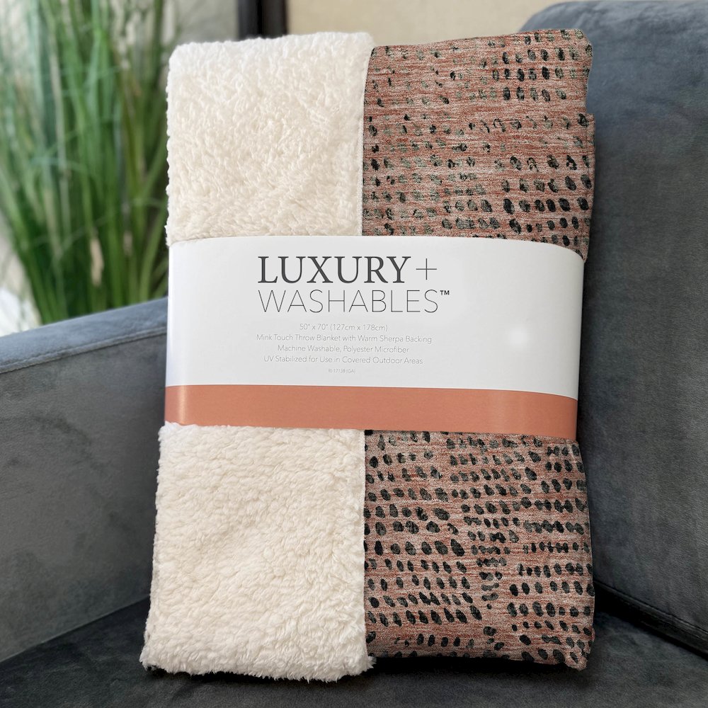 Premium Machine Washable ASB591 Salmon 50" x 70" Sherpa Throw Blanket. Picture 3