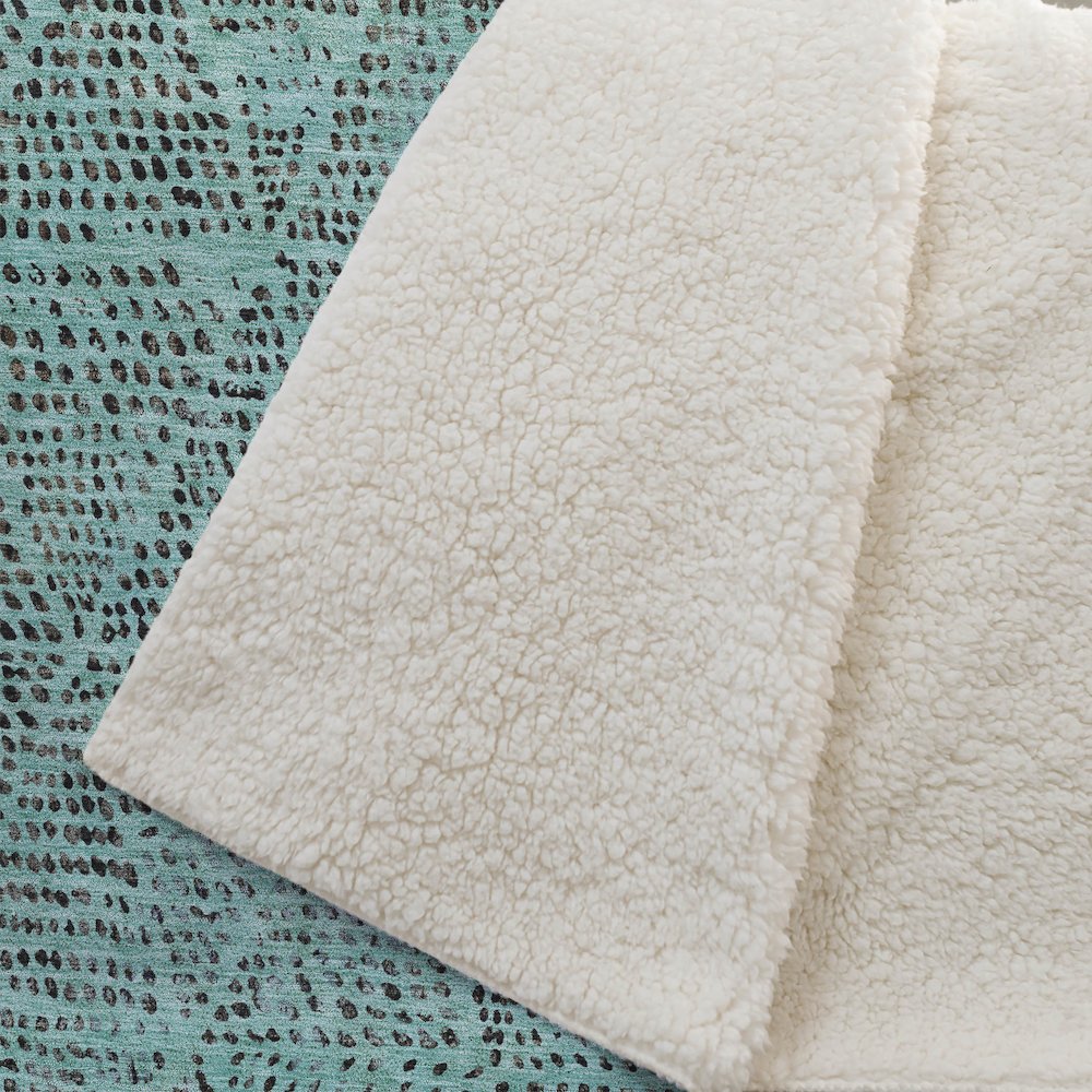 Premium Machine Washable ASB591 Teal 50" x 70" Sherpa Throw Blanket. Picture 2