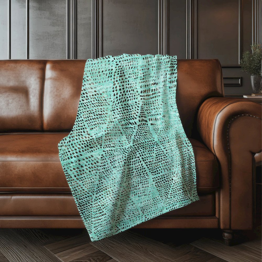 Premium Machine Washable ASB591 Teal 50" x 70" Sherpa Throw Blanket. Picture 4