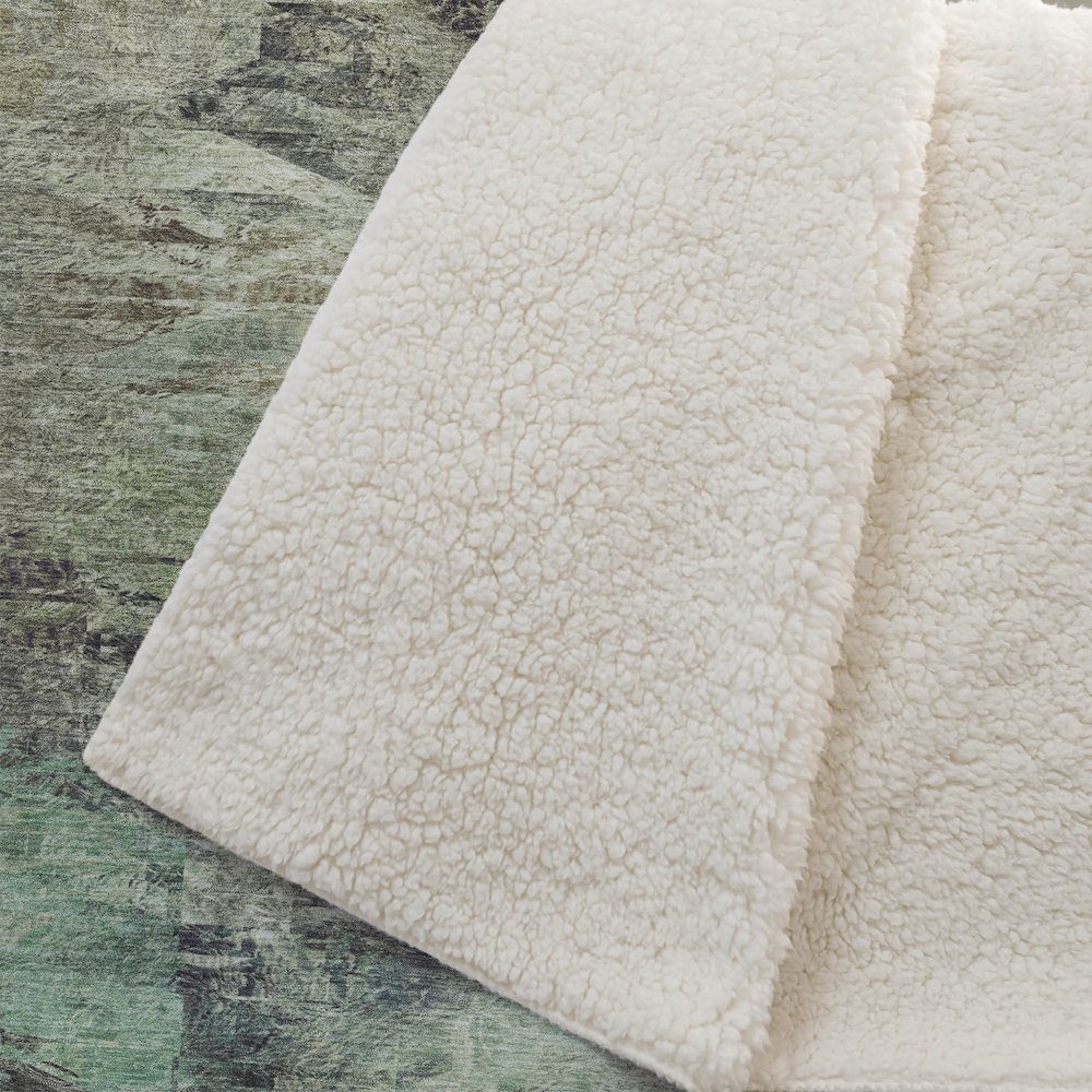 Premium Machine Washable ASB592 Beige 50" x 70" Sherpa Throw Blanket. Picture 2