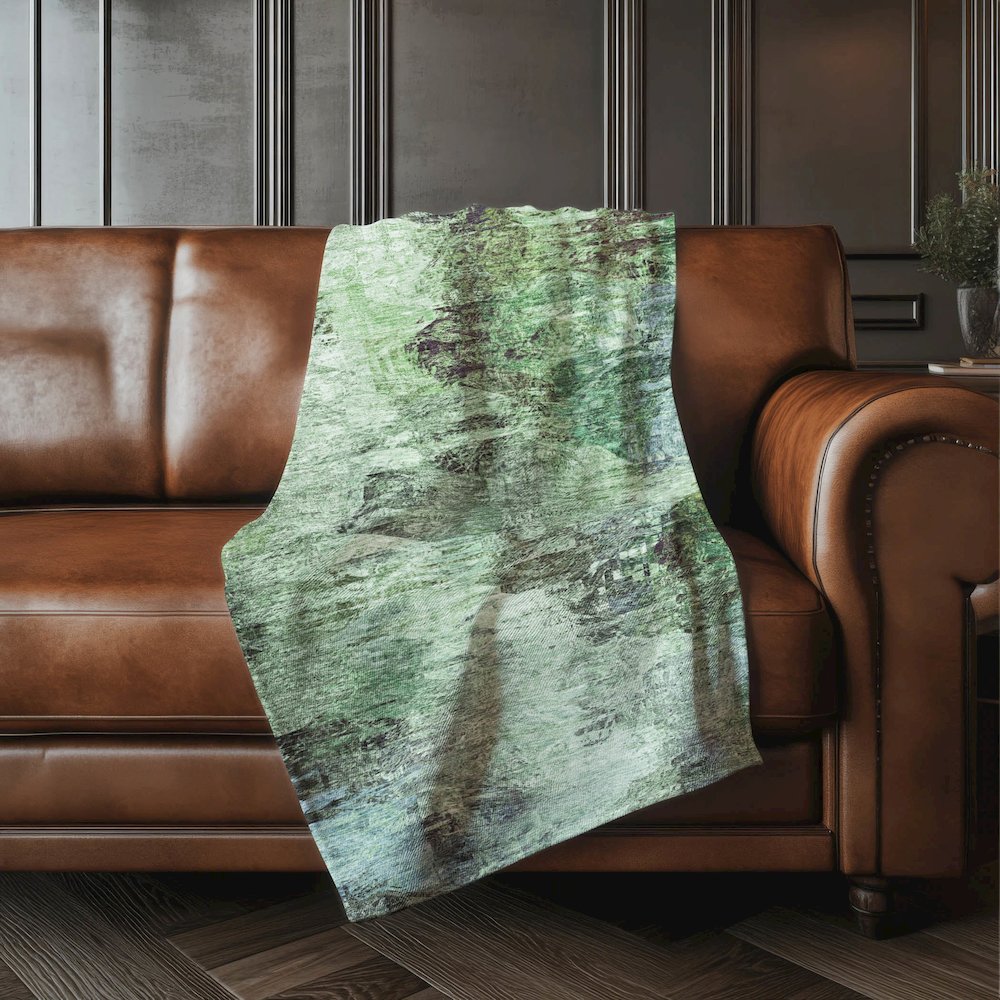 Premium Machine Washable ASB592 Green 50" x 70" Sherpa Throw Blanket. Picture 4