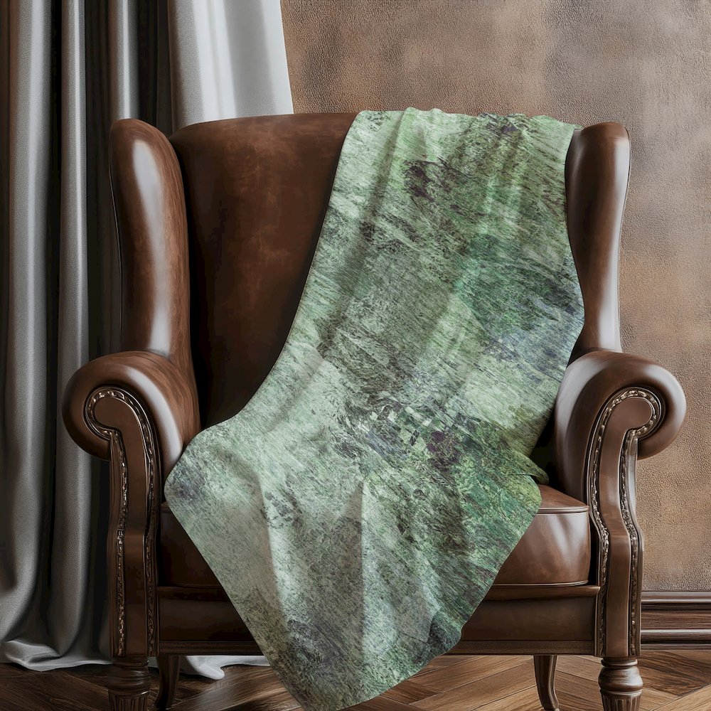 Premium Machine Washable ASB592 Green 50" x 70" Sherpa Throw Blanket. Picture 5