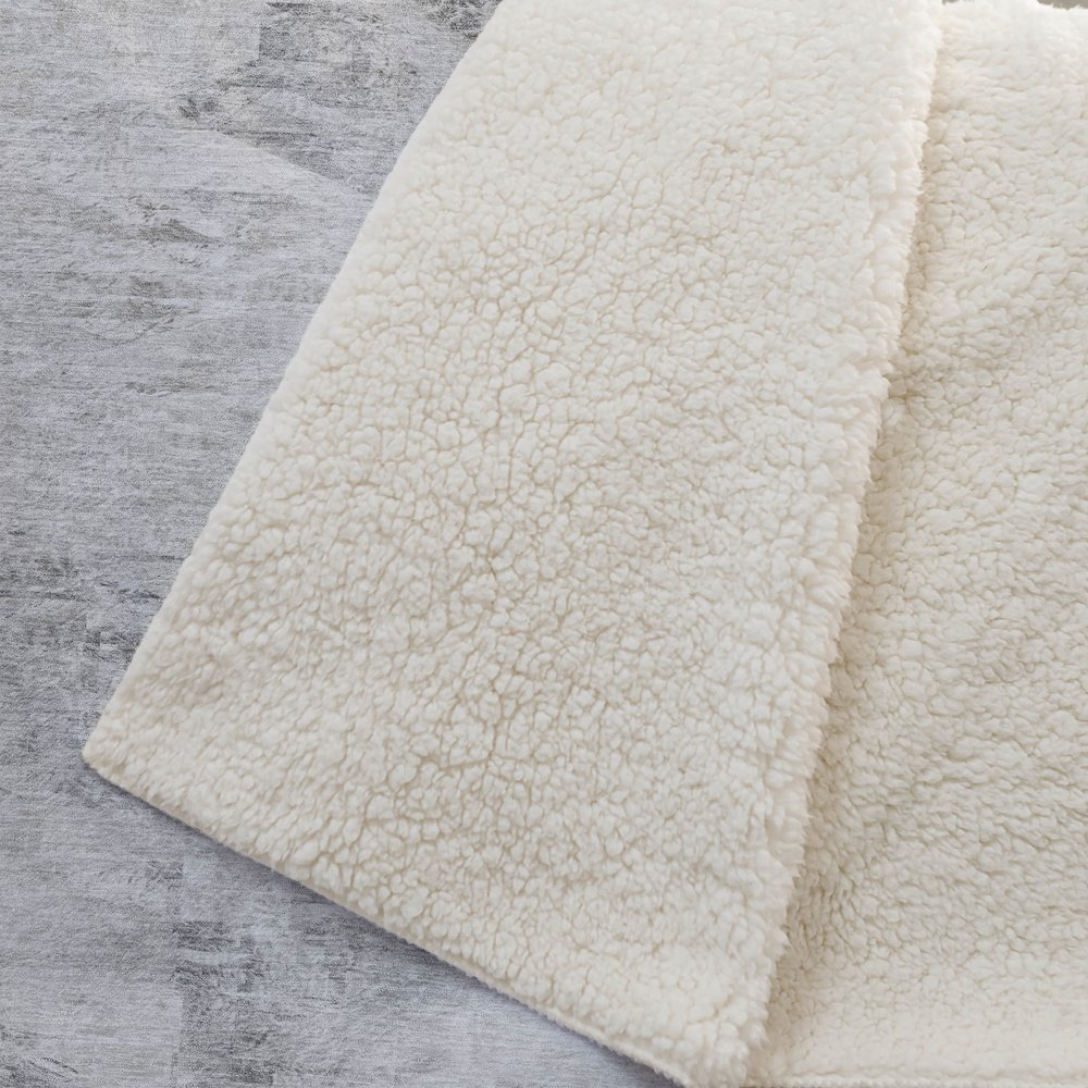 Premium Machine Washable ASB592 Silver 50" x 70" Sherpa Throw Blanket. Picture 2