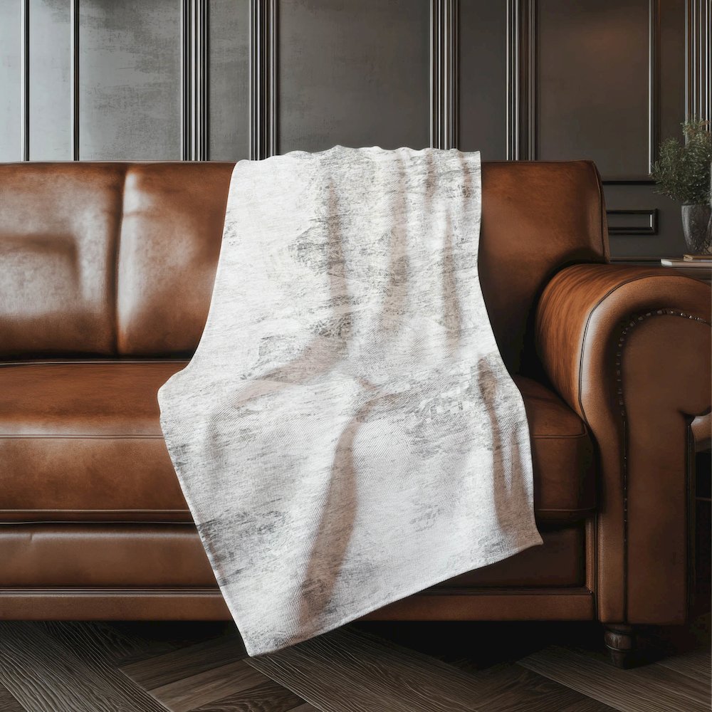 Premium Machine Washable ASB592 Silver 50" x 70" Sherpa Throw Blanket. Picture 4