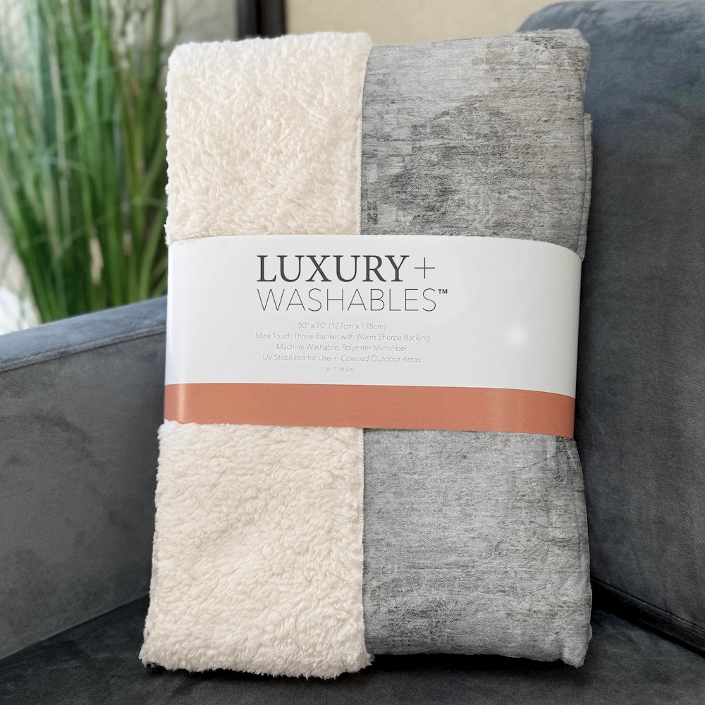 Premium Machine Washable ASB592 Silver 50" x 70" Sherpa Throw Blanket. Picture 3