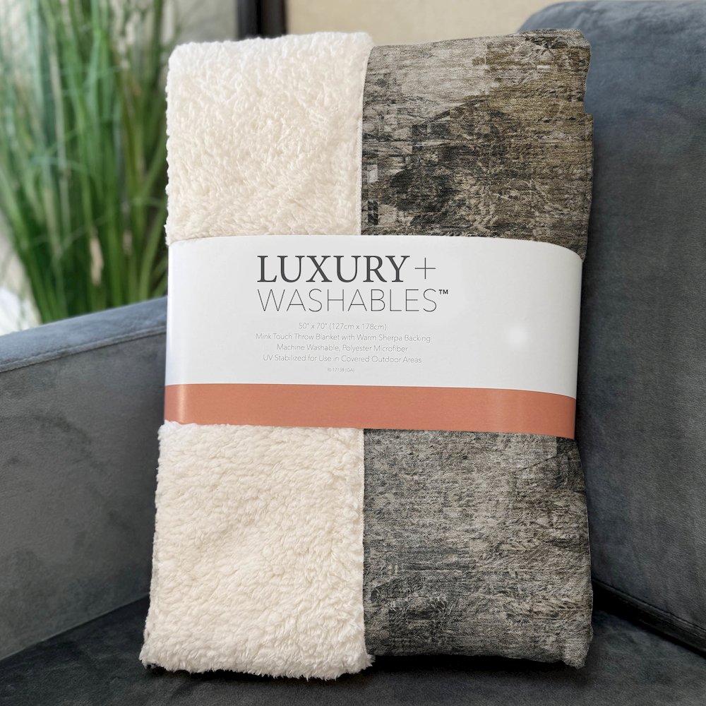 Premium Machine Washable ASB592 Taupe 50" x 70" Sherpa Throw Blanket. Picture 3
