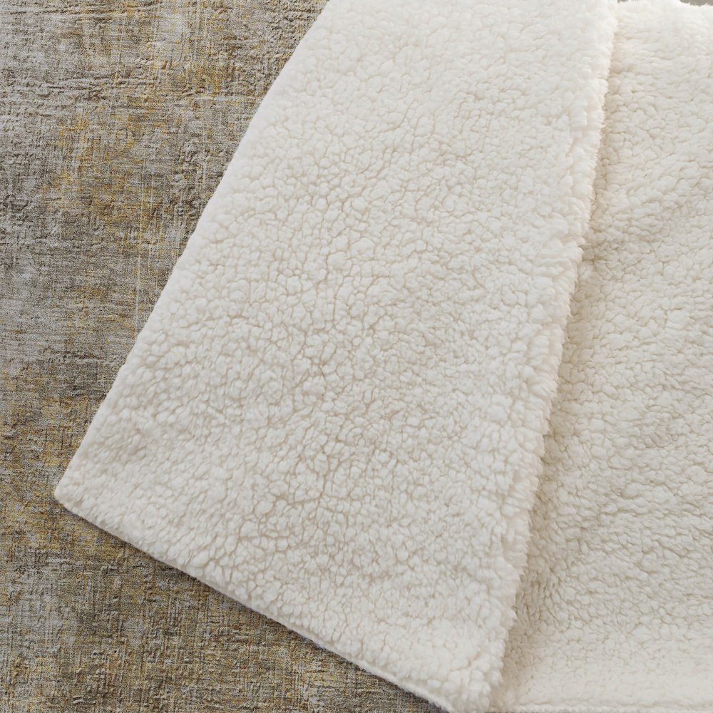 Premium Machine Washable ASB593 Beige 50" x 70" Sherpa Throw Blanket. Picture 2