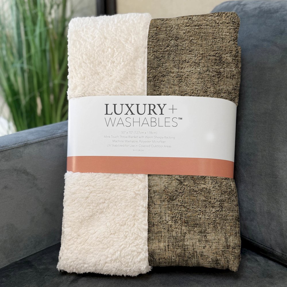 Premium Machine Washable ASB593 Brown 50" x 70" Sherpa Throw Blanket. Picture 3