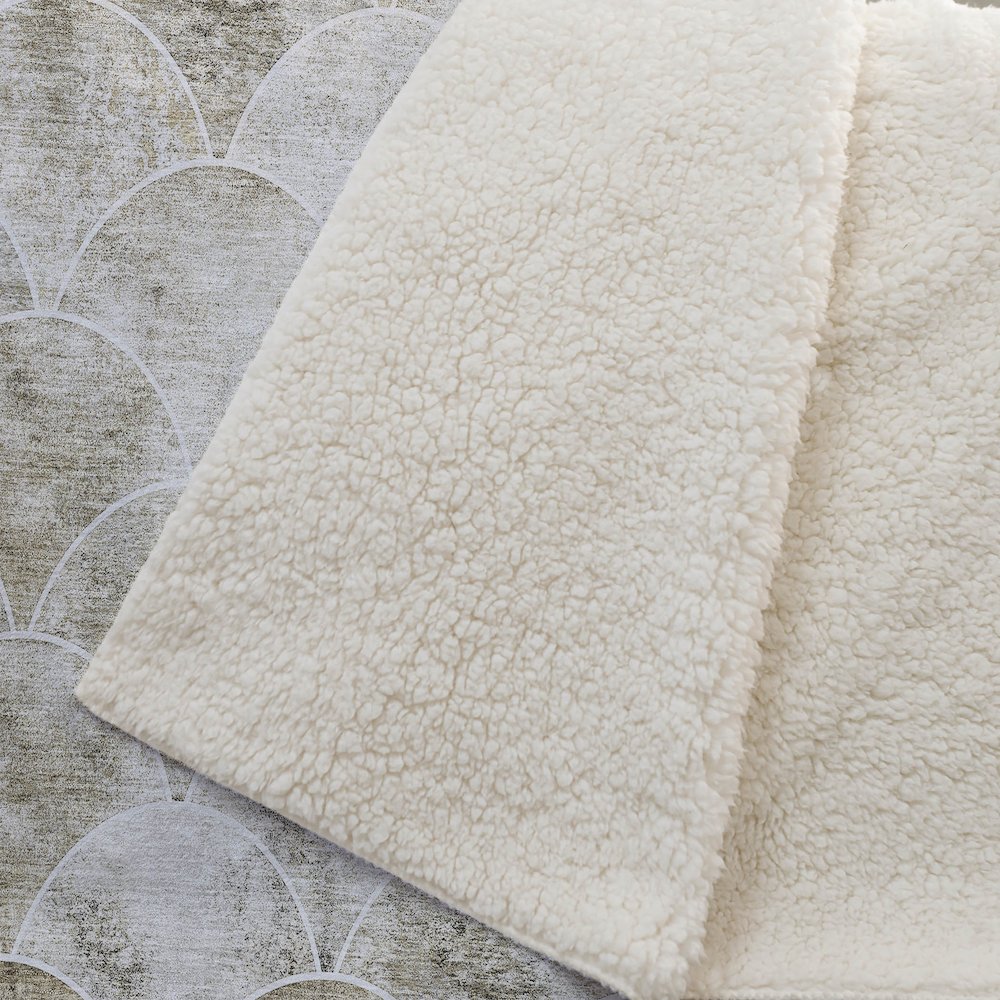 Premium Machine Washable ASB594 Beige 50" x 70" Sherpa Throw Blanket. Picture 2