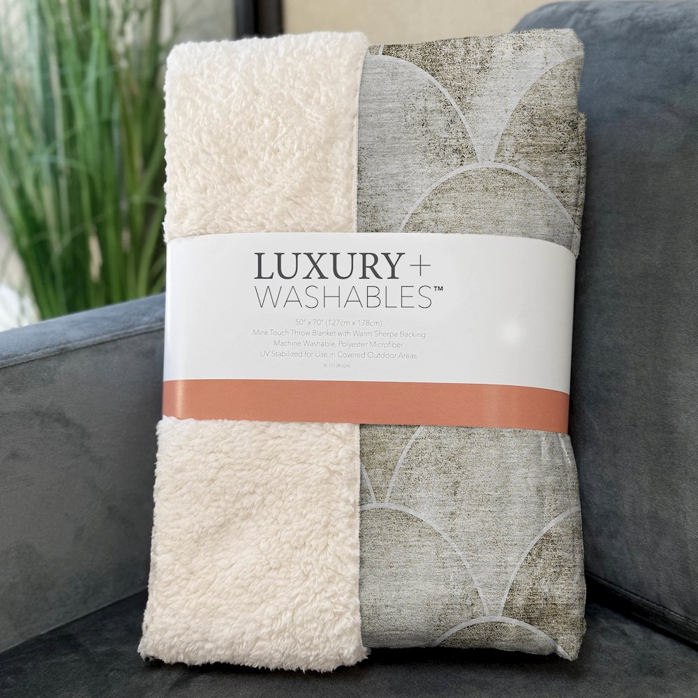 Premium Machine Washable ASB594 Beige 50" x 70" Sherpa Throw Blanket. Picture 3