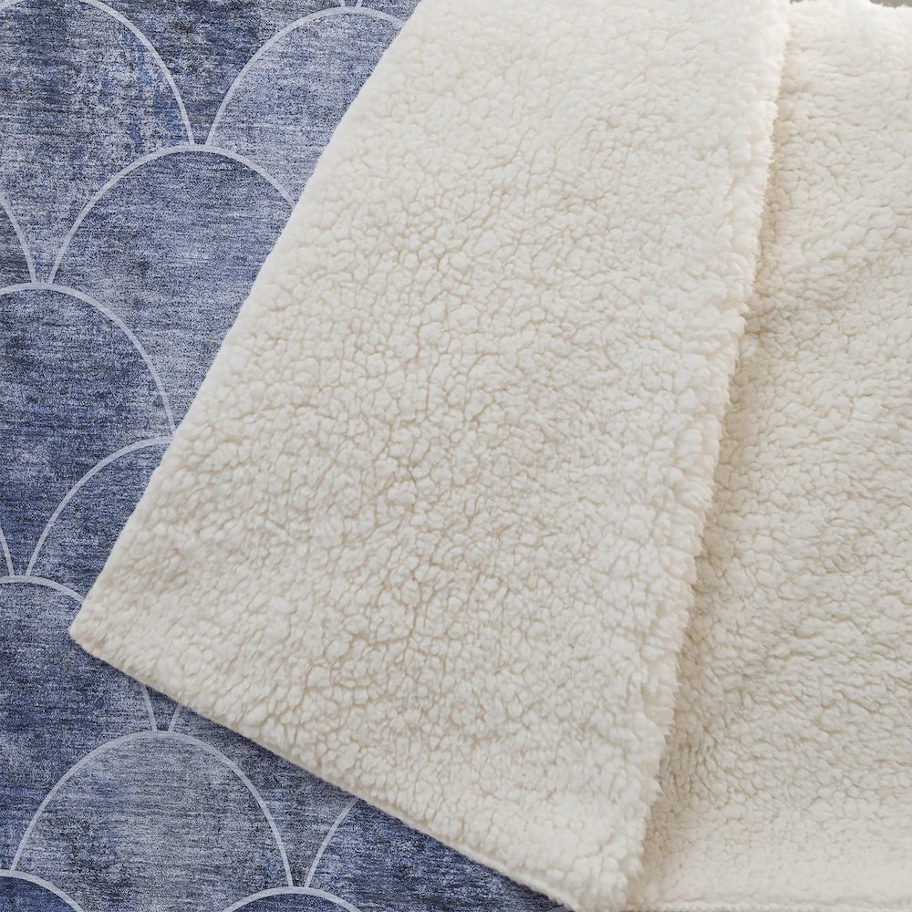 Premium Machine Washable ASB594 Blue 50" x 70" Sherpa Throw Blanket. Picture 2