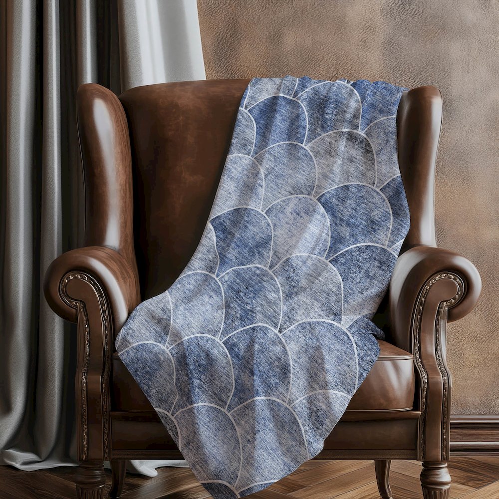 Premium Machine Washable ASB594 Blue 50" x 70" Sherpa Throw Blanket. Picture 5
