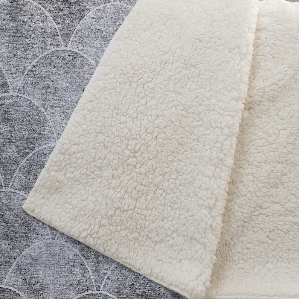 Premium Machine Washable ASB594 Gray 50" x 70" Sherpa Throw Blanket. Picture 2