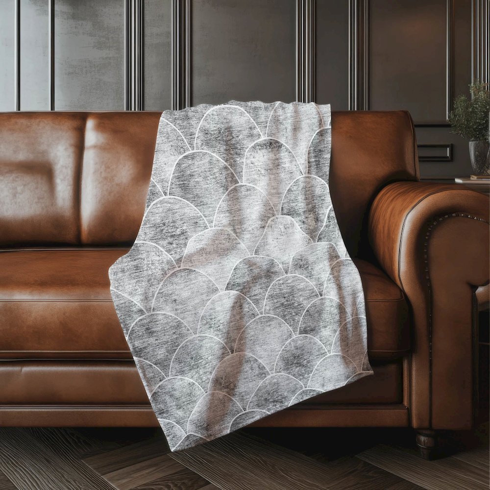 Premium Machine Washable ASB594 Gray 50" x 70" Sherpa Throw Blanket. Picture 4