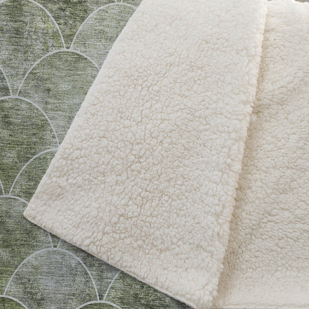 Premium Machine Washable ASB594 Green 50" x 70" Sherpa Throw Blanket. Picture 2