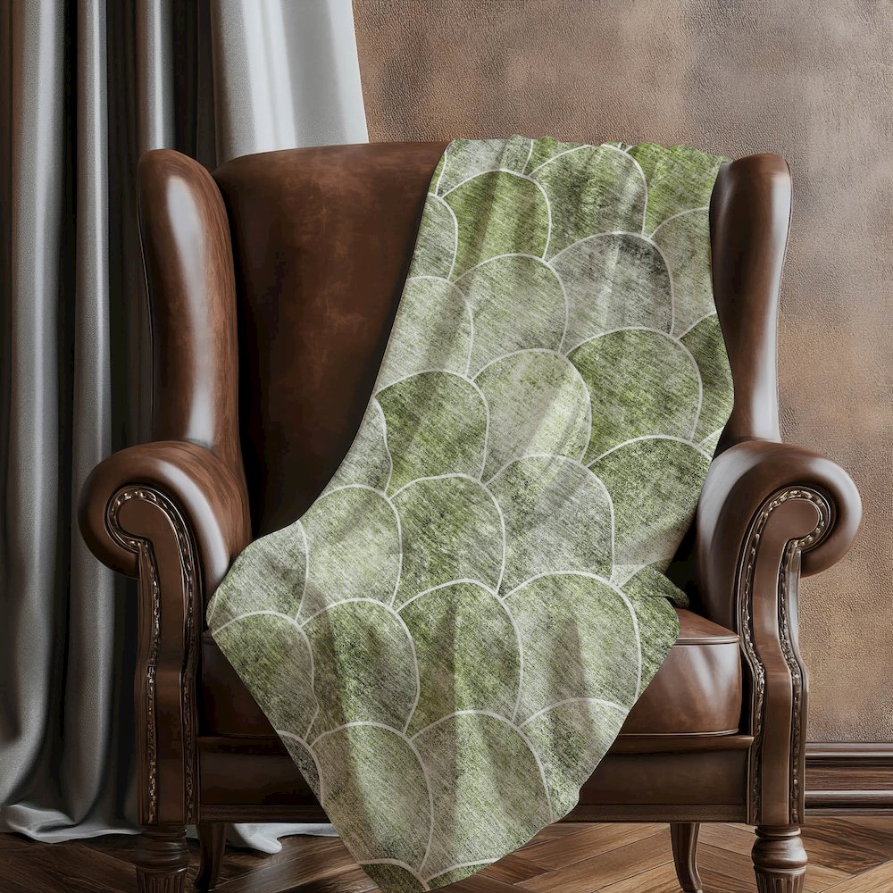Premium Machine Washable ASB594 Green 50" x 70" Sherpa Throw Blanket. Picture 5