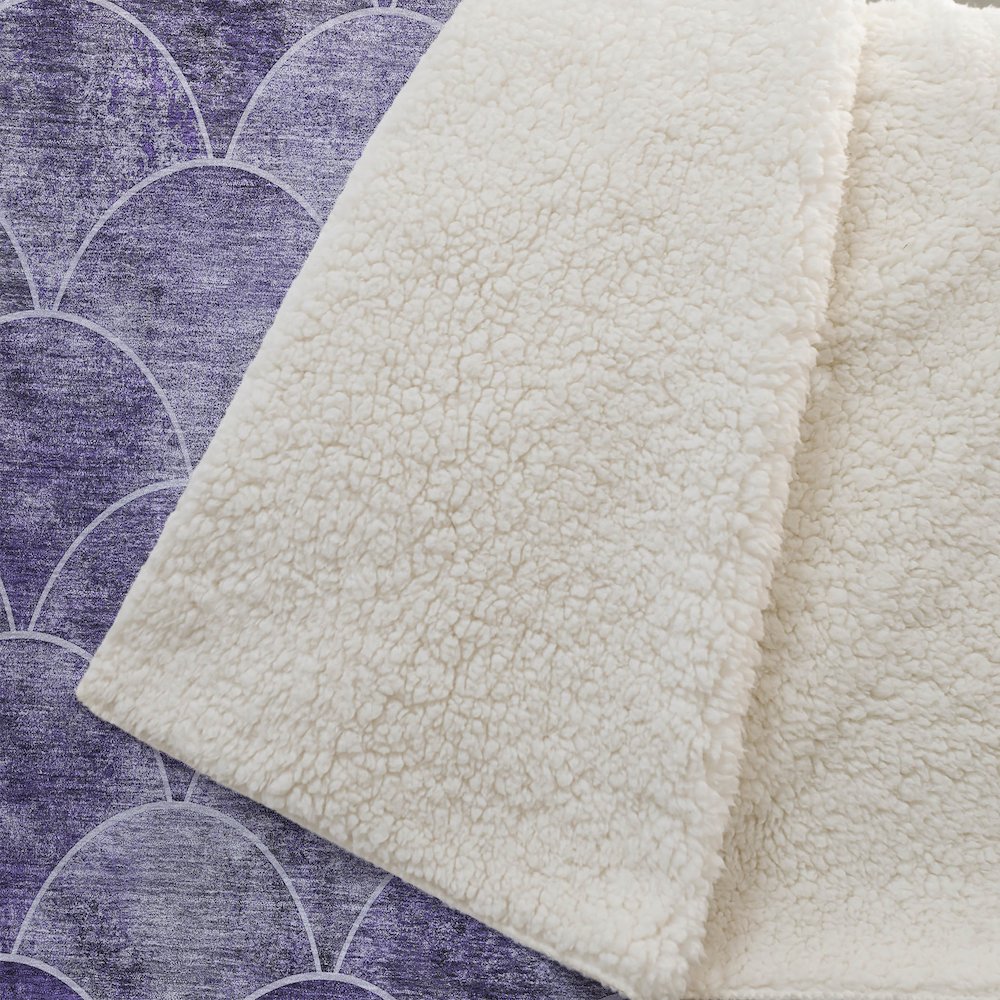 Premium Machine Washable ASB594 Purple 50" x 70" Sherpa Throw Blanket. Picture 2
