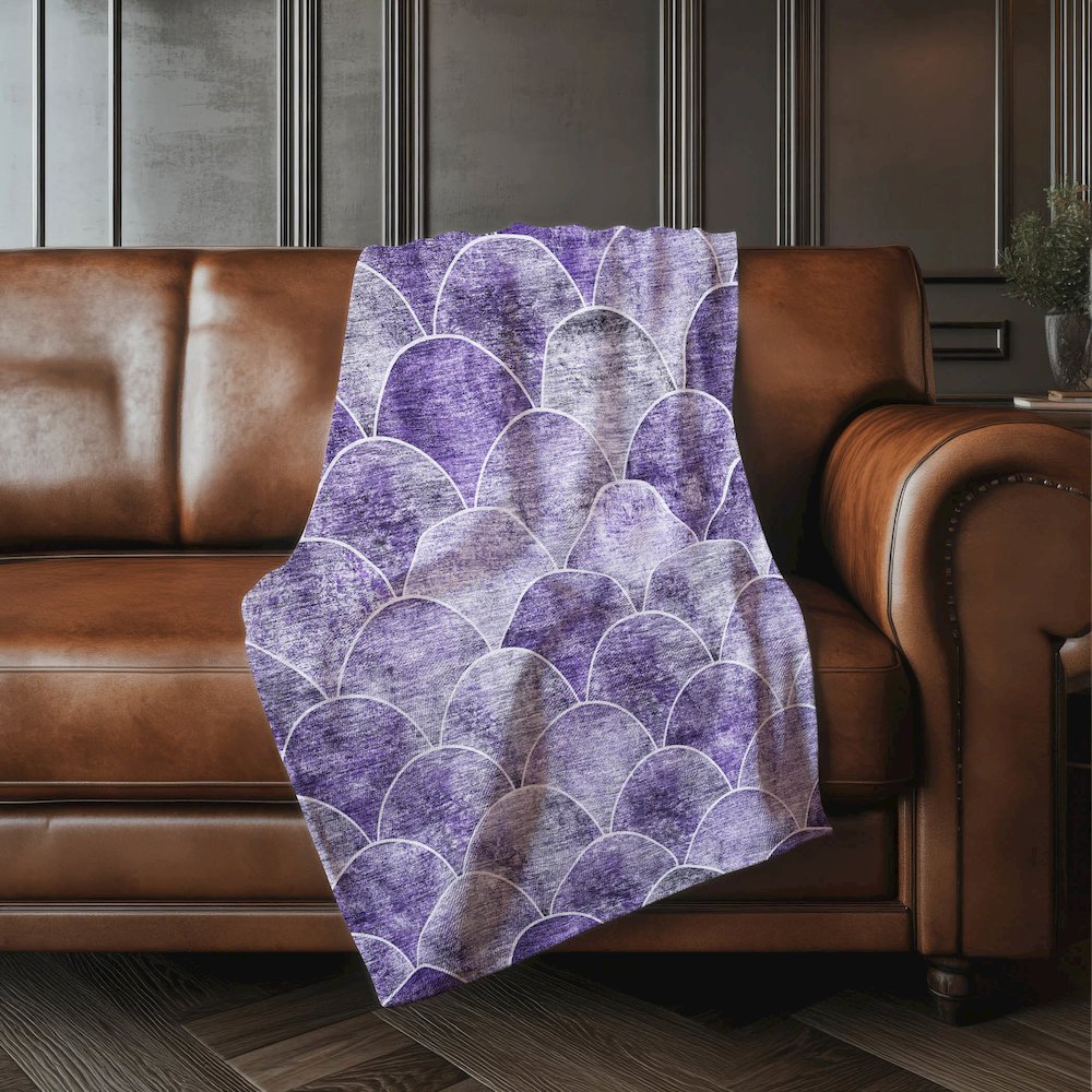 Premium Machine Washable ASB594 Purple 50" x 70" Sherpa Throw Blanket. Picture 4