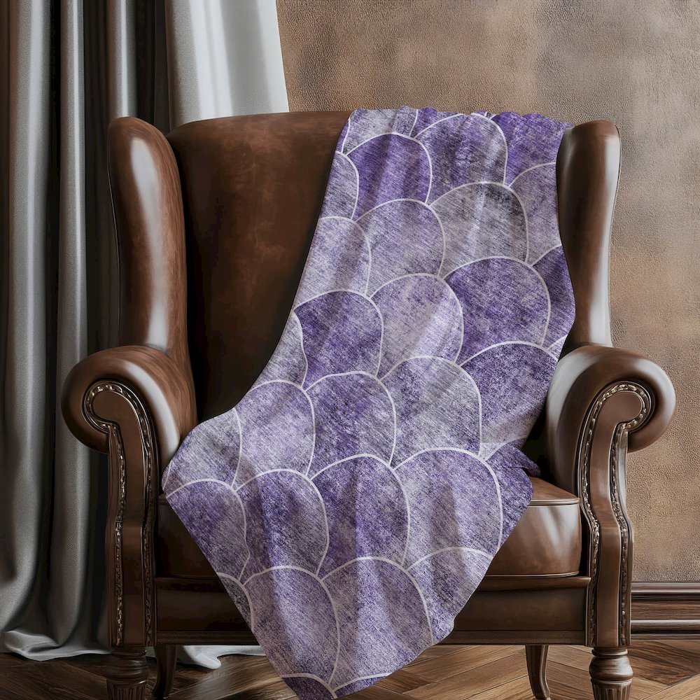 Premium Machine Washable ASB594 Purple 50" x 70" Sherpa Throw Blanket. Picture 5