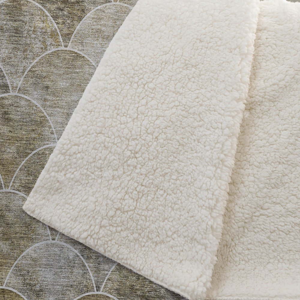 Premium Machine Washable ASB594 Taupe 50" x 70" Sherpa Throw Blanket. Picture 2