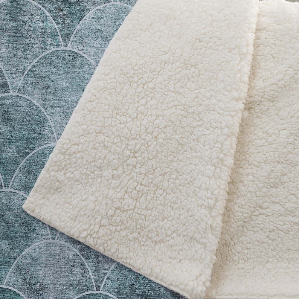 Premium Machine Washable ASB594 Teal 50" x 70" Sherpa Throw Blanket. Picture 2