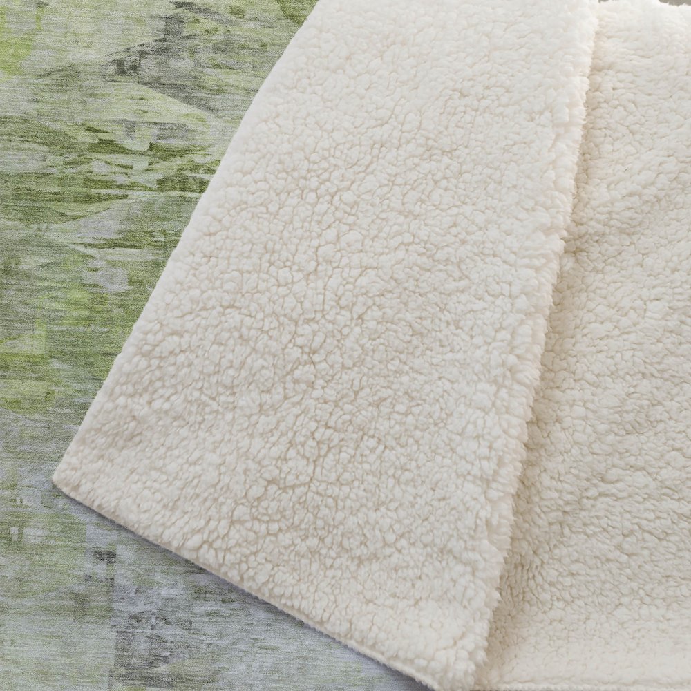 Premium Machine Washable ASB595 Aloe 50" x 70" Sherpa Throw Blanket. Picture 2